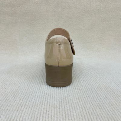 Spring Cream Closed Toe Heels Breathable Nude Thick Heels Luxury