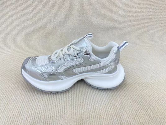 Women white comfort sport shoes with mesh upper breathable and anti slip