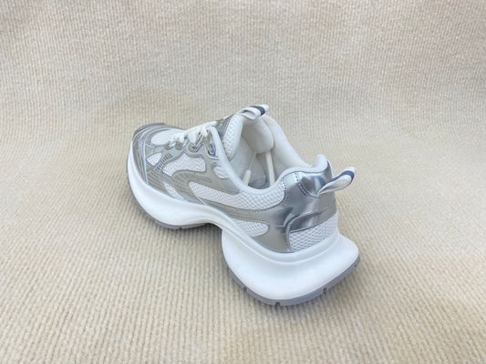 Women white comfort sport shoes with mesh upper breathable and anti slip