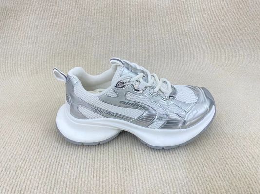 Women white comfort sport shoes with mesh upper breathable and anti slip