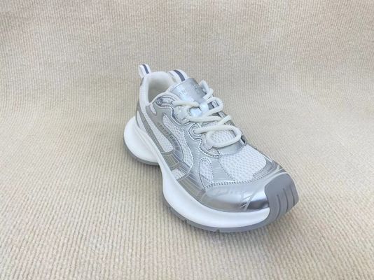 Women white comfort sport shoes with mesh upper breathable and anti slip